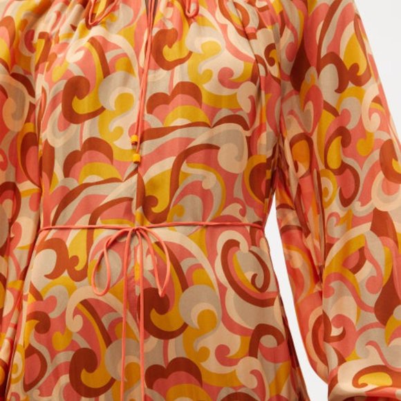 Zimmermann Mae Tiered Swirl Print Silk Midi Dress - Picture 5 of 7